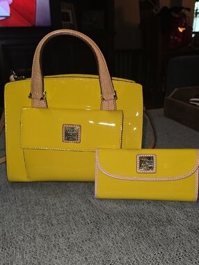 Yellow Patent Satchel and Wallet Set - Dooney & Bourke